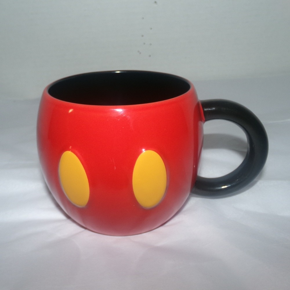 Disney Store Mickey Mouse Shorts Coffee Mug Red Black Yellow Ceramic Cup